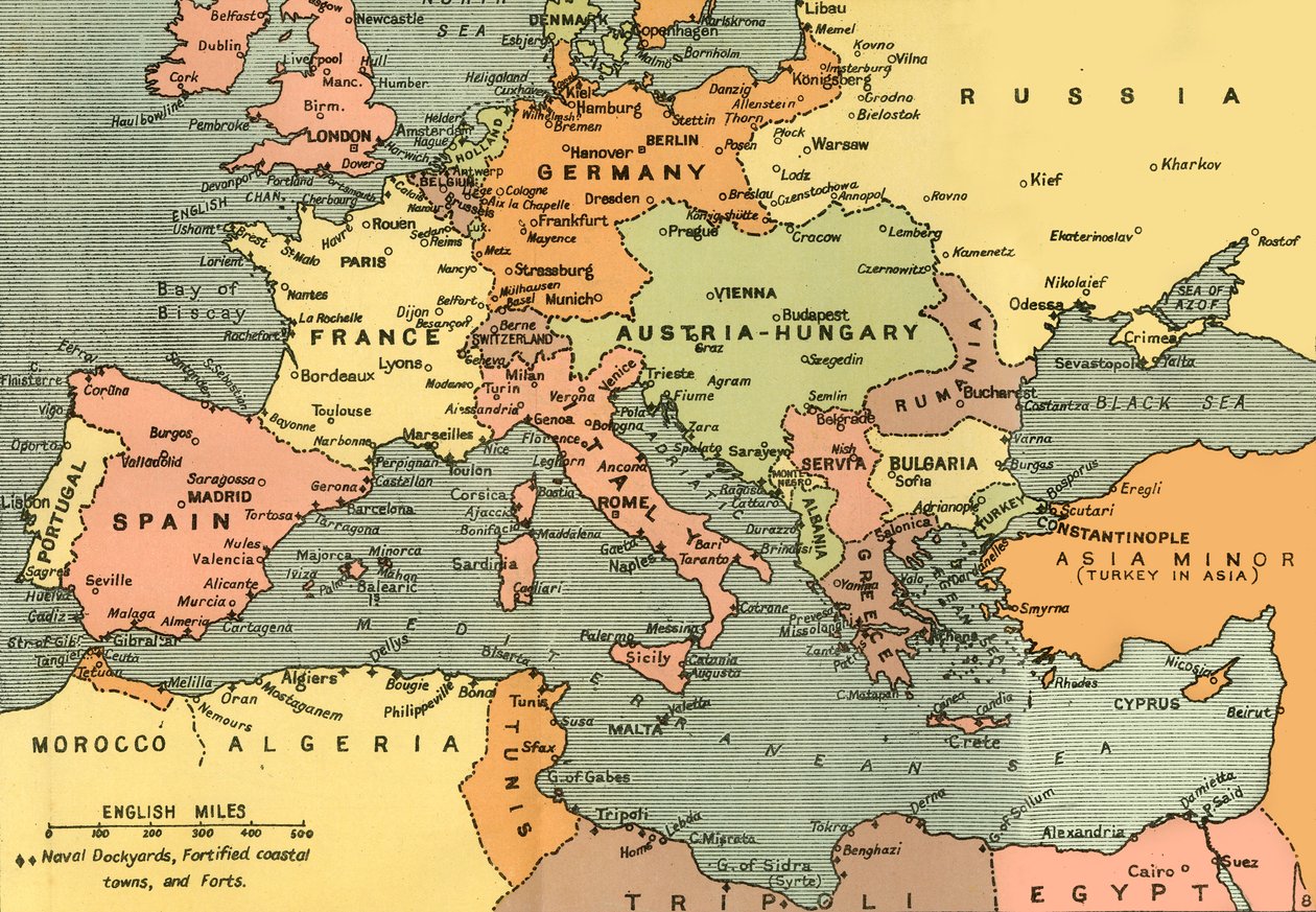 "Keski-Eurooppa ja Välimeri", 1919. tekijältä London Geographical Institute