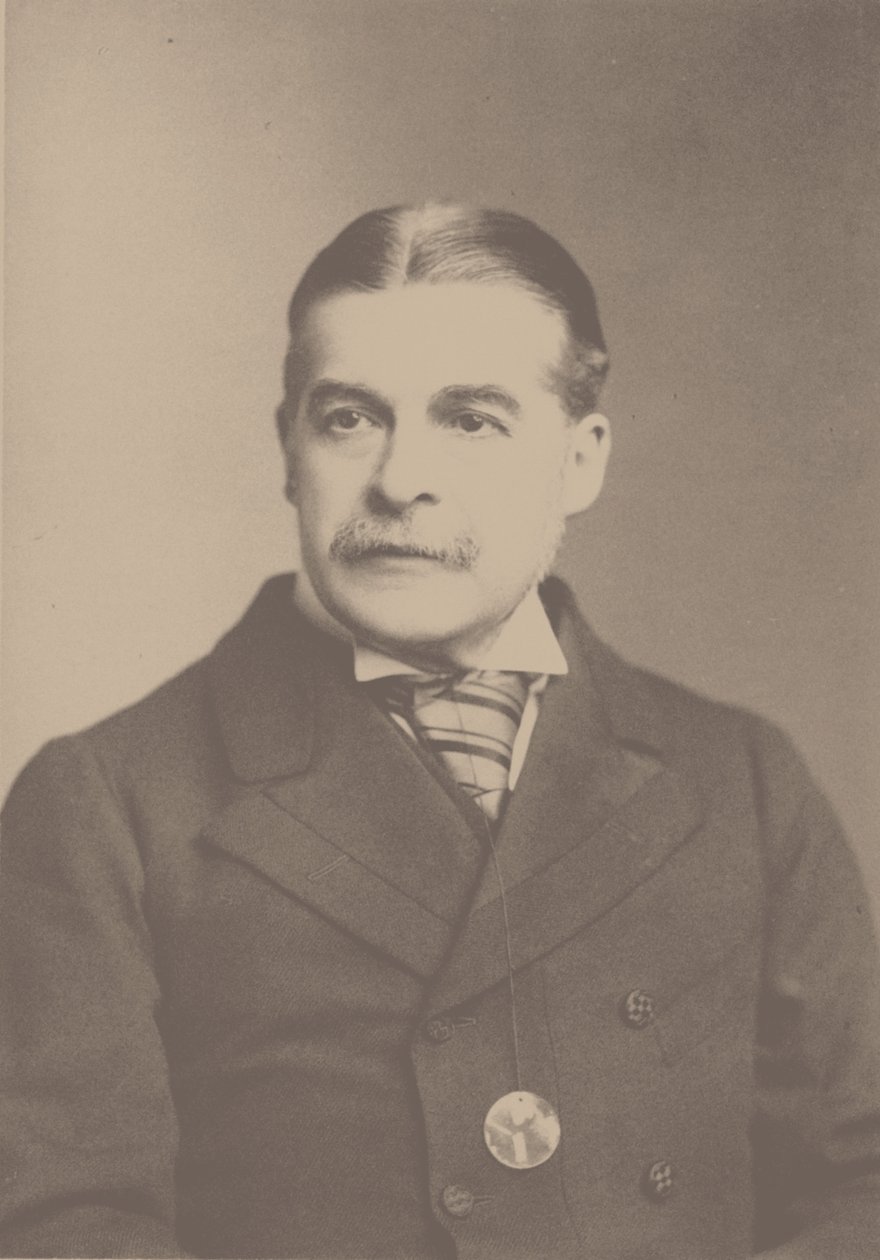 Säveltäjä Sir Arthur Sullivanin muotokuva 1842-1900, 1880-luku. tekijältä London . Photo studio Elliott and