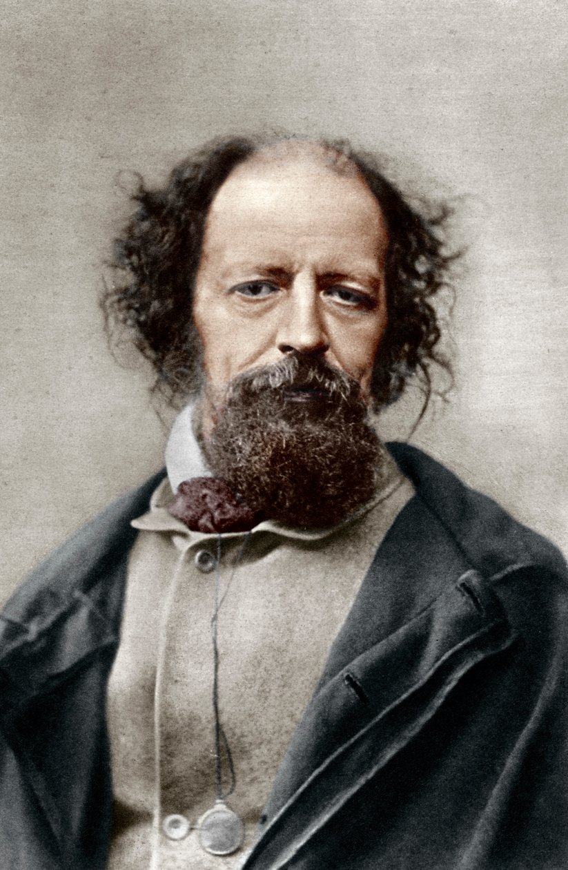 Alfred, Lord Tennyson, Yhdistyneen kuningaskunnan runoilijavoittaja, vuodelta 1867. tekijältä London Stereoscopic and Photographic Co