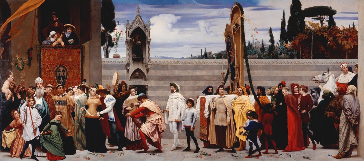 Cimabuen Madonna kuljetetaan kulkueessa tekijältä Frederic Leighton