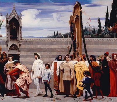 Cimabuen Madonna kuljetetaan kulkueessa tekijältä Frederic Leighton