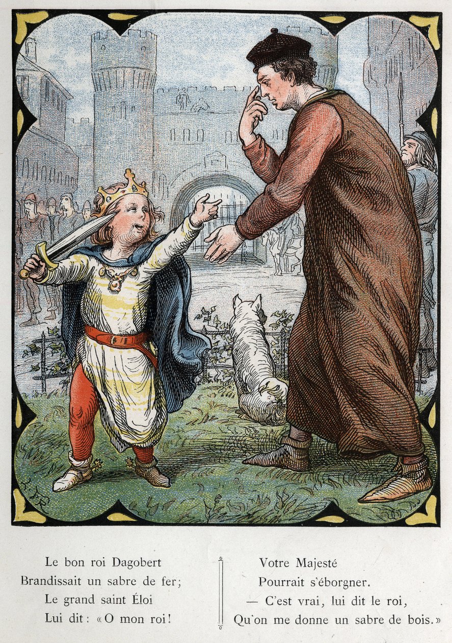 Lorenz Frolichin (1820-1908) kuvitus suositulle kappaleelle "The Good King Dagobert". Painos J. Hetzel.Noin 1880. tekijältä Lorens Frolich