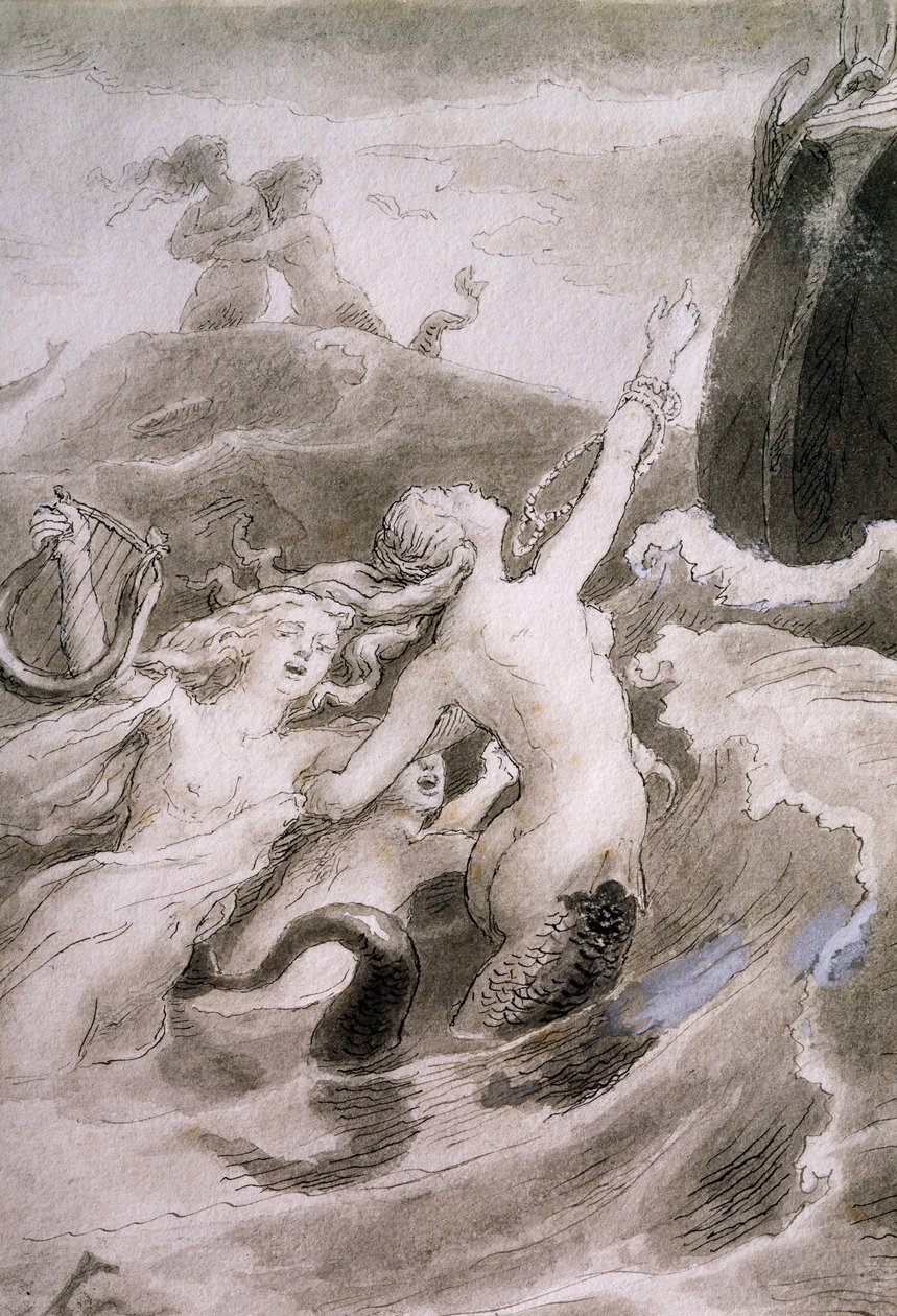 Pieni merenneito, kuvitus Lorenz Frolich (1820-1908) Hans Christian Andersenin (1805-1875) sadulle tekijältä Lorens Frolich