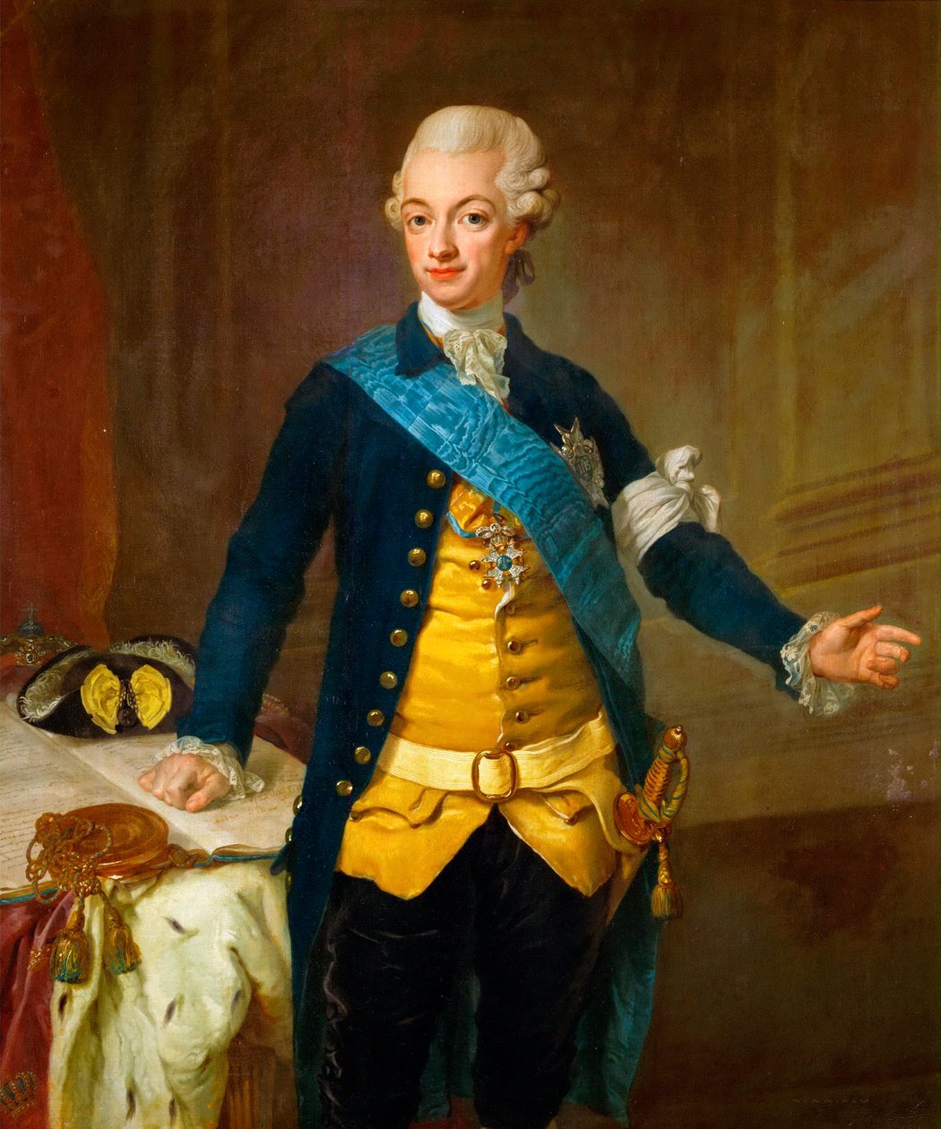 ""Ruotsin kuninkaan Kustaa III:n (1771-1792) muotokuva" (Ruotsin Kustaa III:n muotokuva) Lorenz II Paschin (1733-1805) maalaus tekijältä Lorens the Younger Pasch