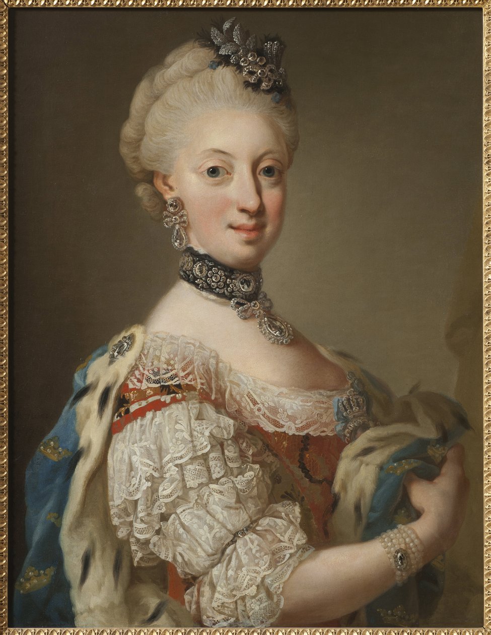 Sophie Madeleine de Danemark, reine de Suede - Sophia Magdalena Tanskasta (1746-1813), Ruotsin kuningatar, Pasch, Lorenz, nuorempi (1733-1805). Öljy kankaalle tekijältä Lorens the Younger Pasch