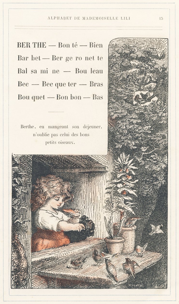 Berthe, Bonte, Well, Barbet, Bergeronnette, Balsamine, Birch, Beak, Becqueter, Arm, Bouquet, Candy, Bottom, sivu 15 - Aakkoset Mademoiselle Lili, L. Froelich ja isä (Hetzel itse). Bibliotheque  Magasin d