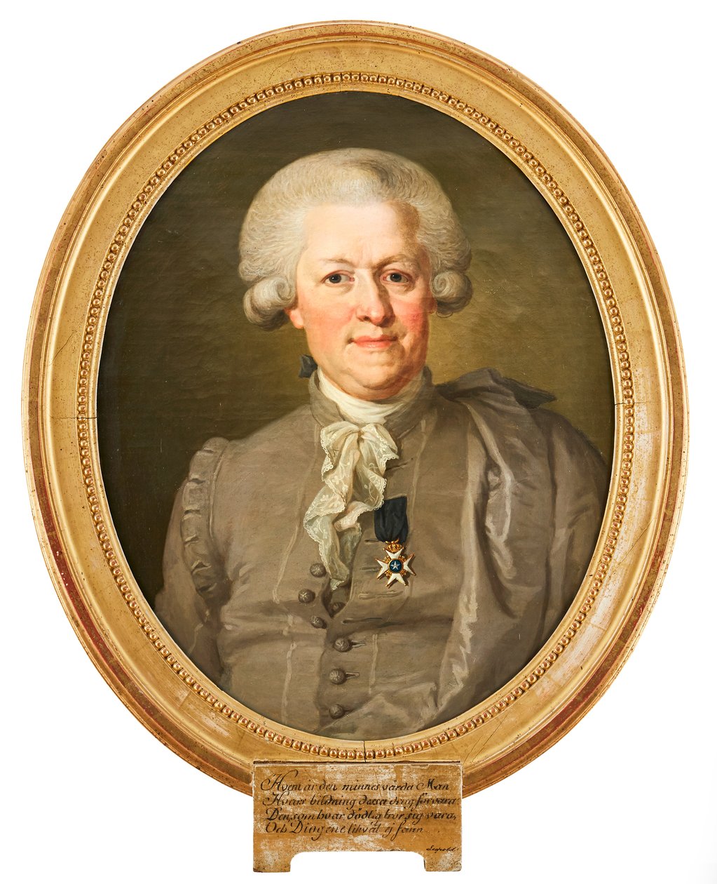 Muotokuva kuvernööri Nils von Rosensteinista kansallispuku päällään ja Pohjantähden ritarikunnan ritarimerkki rinnassaan. Lorenz Pasch nuoremman maalaus. (1733-1805) tekijältä Lorenz Pasch