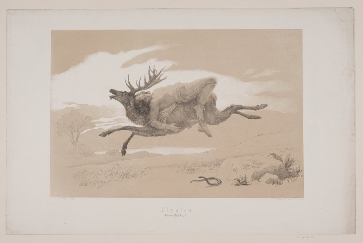 Lento, s. 11, kuvitus Christian Wintherin teokseen "Flight of the Deer" tekijältä Lorenz Frølich
