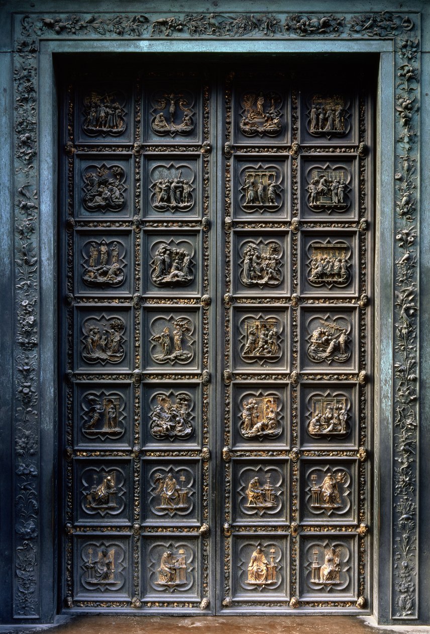 San Giovannin kastekappelin pohjoisovet, 1403-24 (pronssi) tekijältä Lorenzo Ghiberti