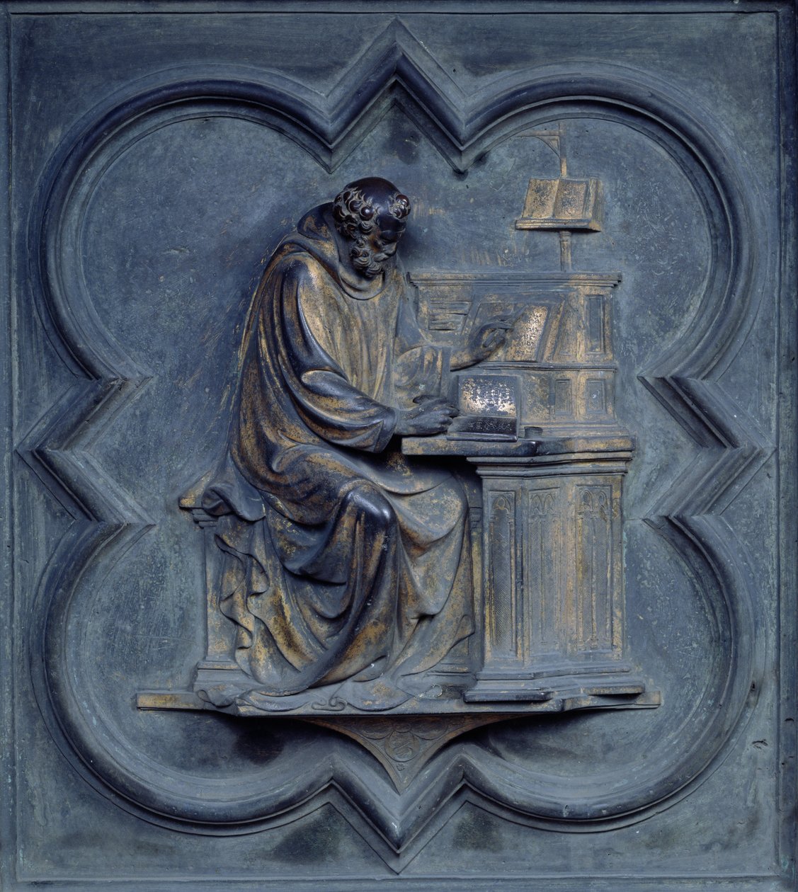 St Jerome, paneeli F San Giovannin kastekappelin pohjoisista ovista, 1403-24 (pronssi) tekijältä Lorenzo Ghiberti