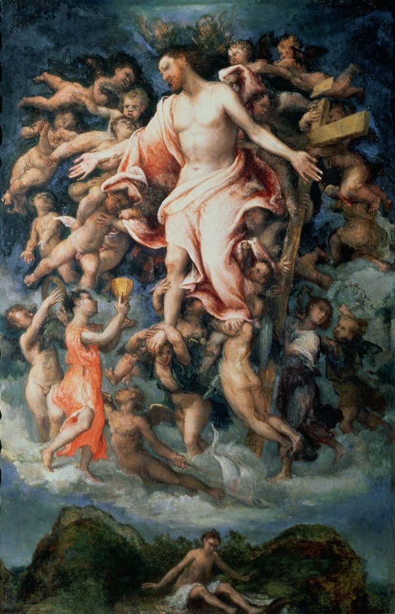 Enkeli kerää verta Kristuksen haavoista, 1543 (paneeli) tekijältä Lorenzo Lotto