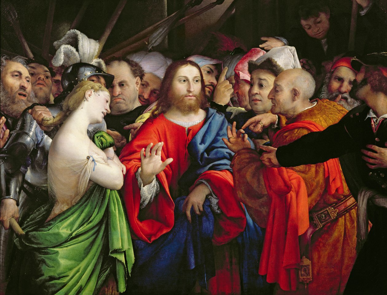 Kristus ja aviontekijä, n. 1527-29 tekijältä Lorenzo Lotto