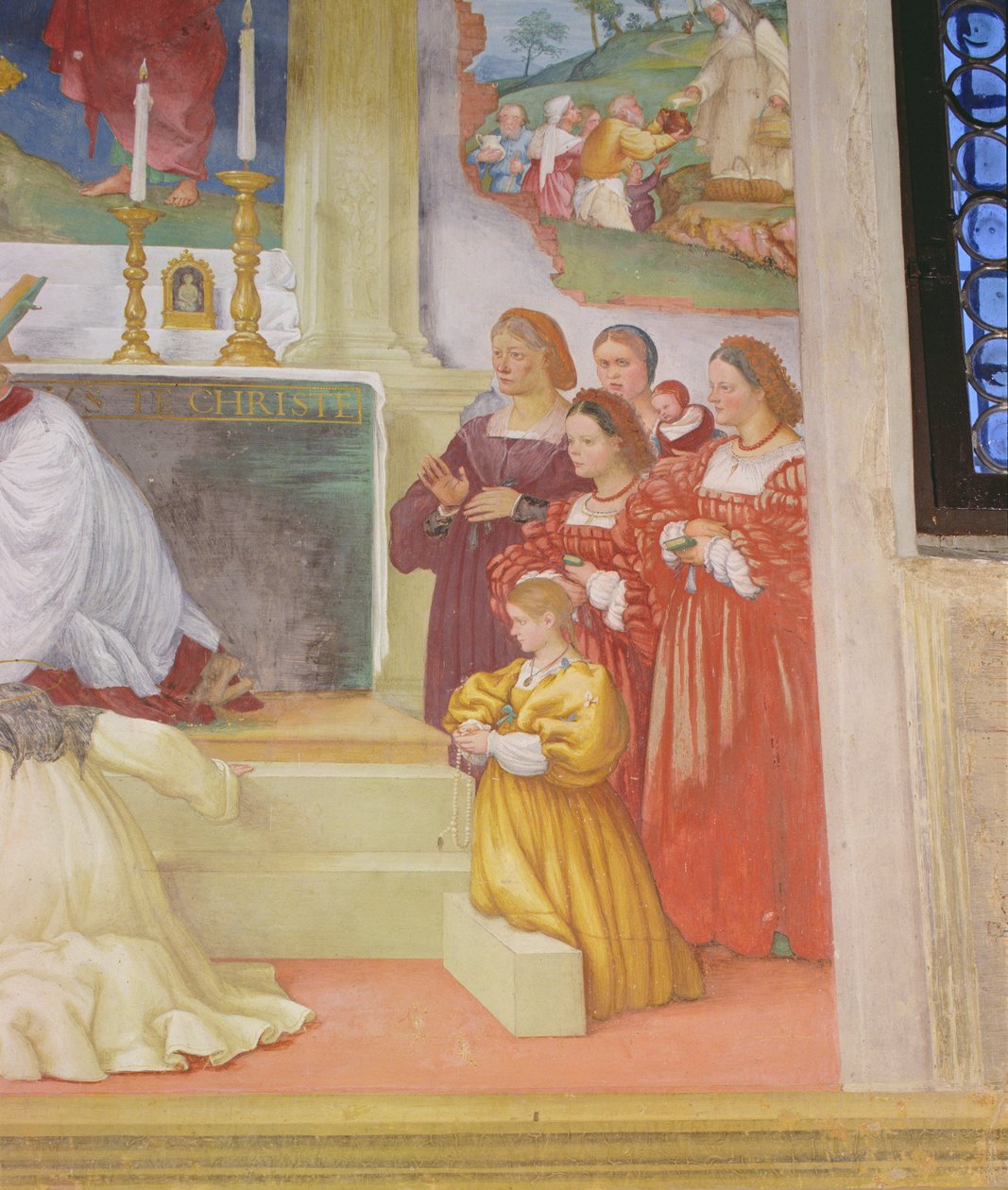 Yksityiskohta Santa Brigidan vaatteista, vuodelta 1524 tekijältä Lorenzo Lotto