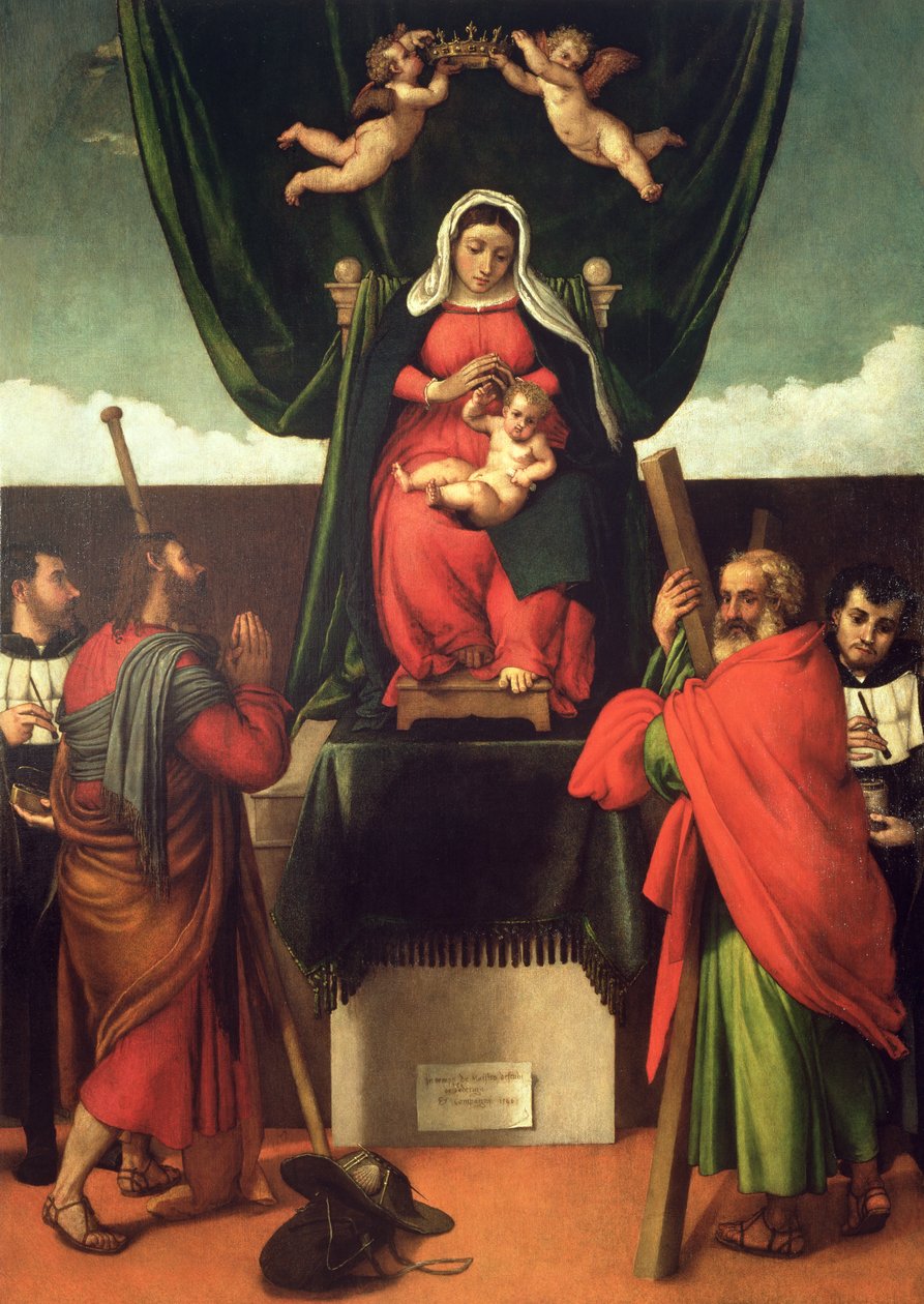 Madonna ja lapsi neljän pyhän valtaistuimelle, 1546 tekijältä Lorenzo Lotto