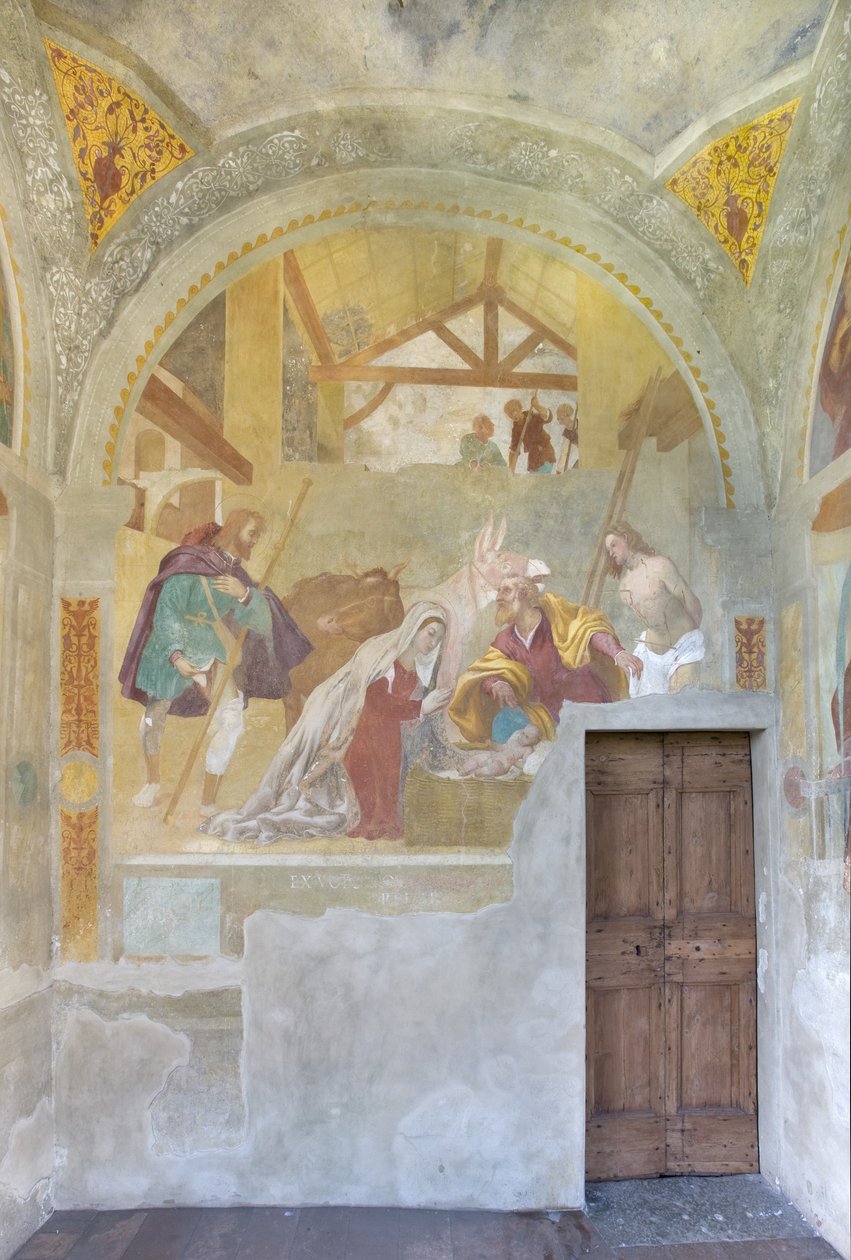 Syntymä pyhien Rochin ja Saint Sebastianin kanssa, n. 1525 tekijältä Lorenzo Lotto