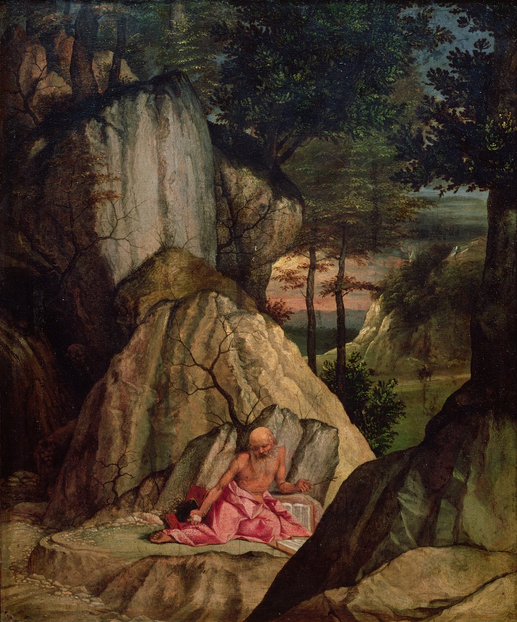 Pyhä Hieronymus mietiskelemässä erämaassa, 1506 tekijältä Lorenzo Lotto