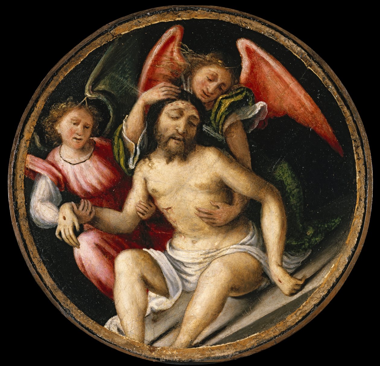 Enkelien tukema Kristuksen ruumis, n. 1513-1516 tekijältä Lorenzo Lotto