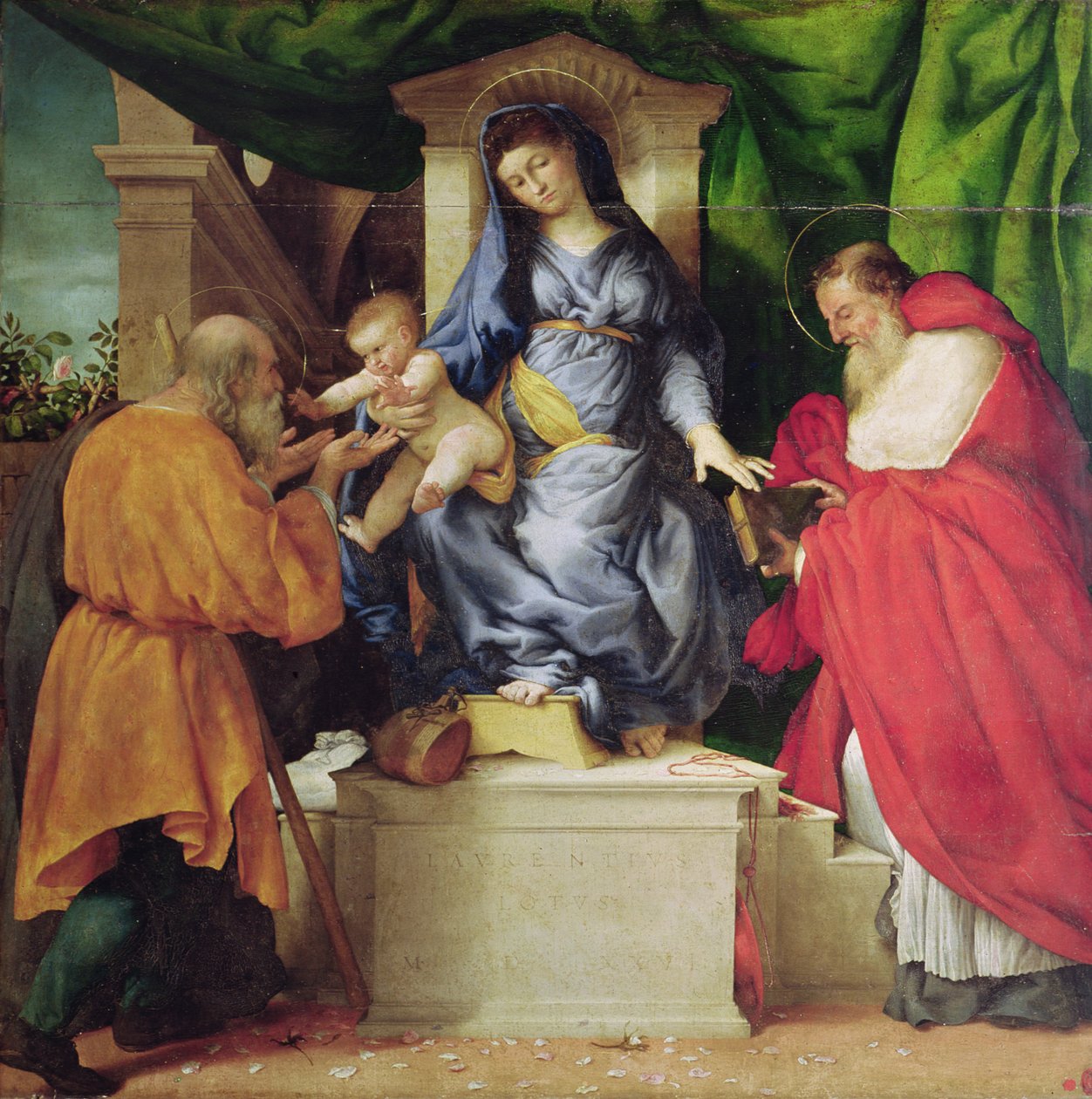 Ruusujen Madonna, 1526 tekijältä Lorenzo Lotto