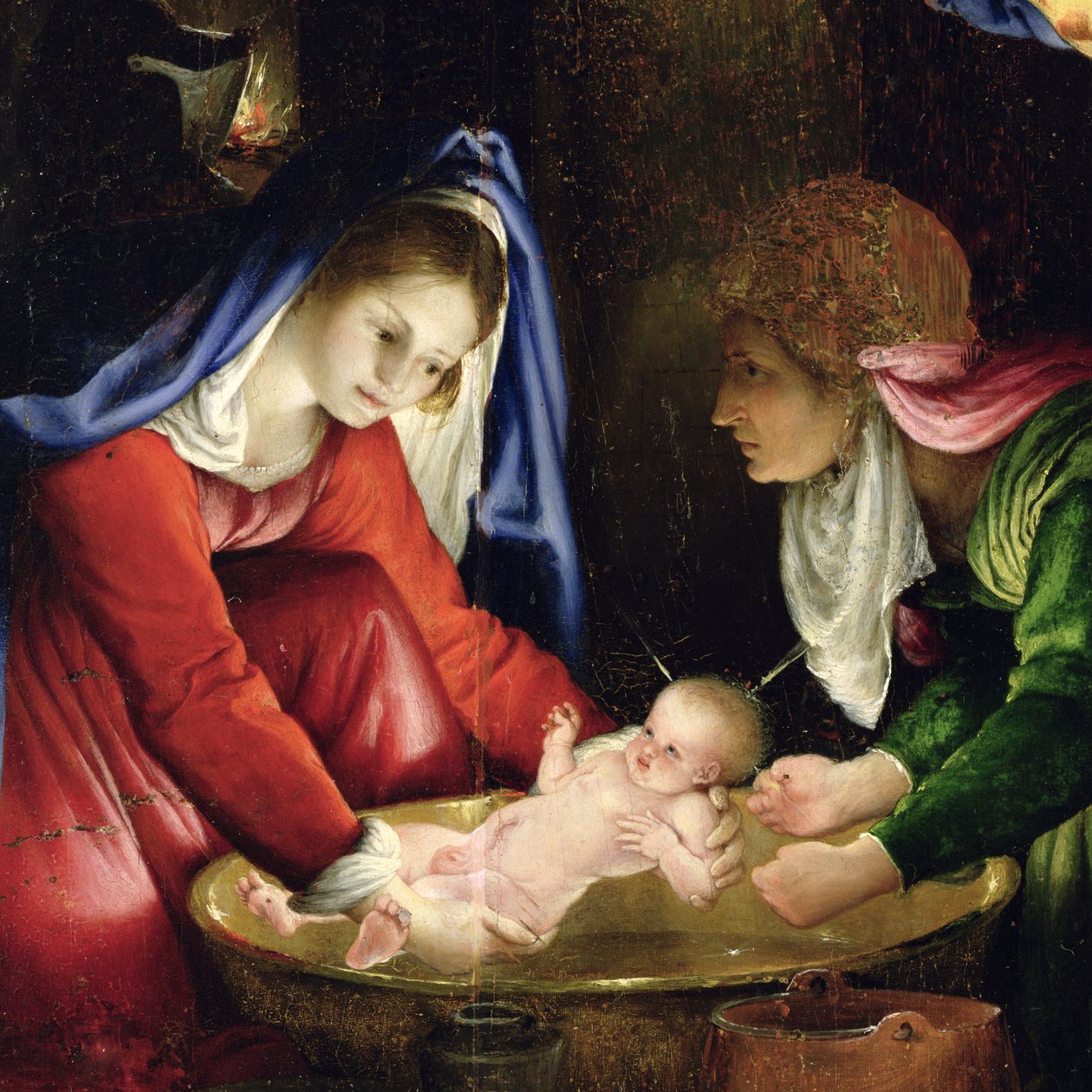 Syntymä, 1527 (yksityiskohta 175141) tekijältä Lorenzo Lotto