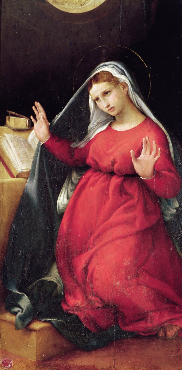 Neitsyt, oikea paneeli Marian ilmestyksestä (katso myös 228515) tekijältä Lorenzo Lotto