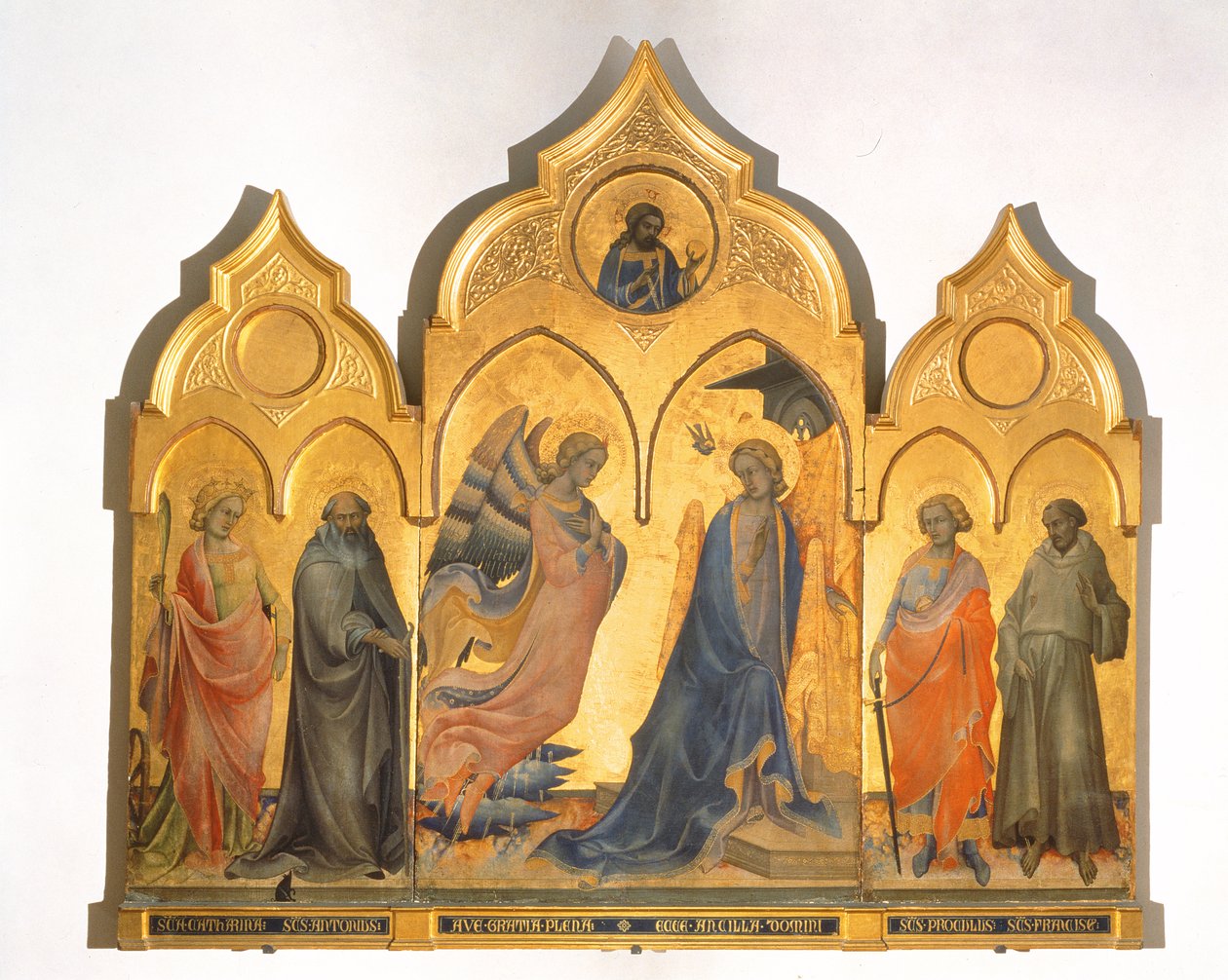 Julistus pyhien kanssa (tempera paneelissa) tekijältä Lorenzo Monaco