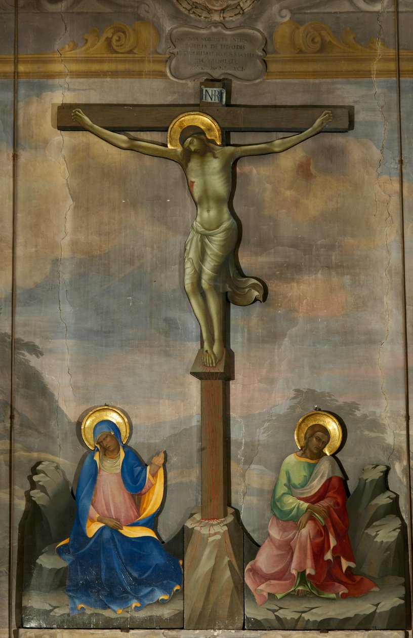 Golgata (tempera puulla fresko taustalla) tekijältä Lorenzo Monaco