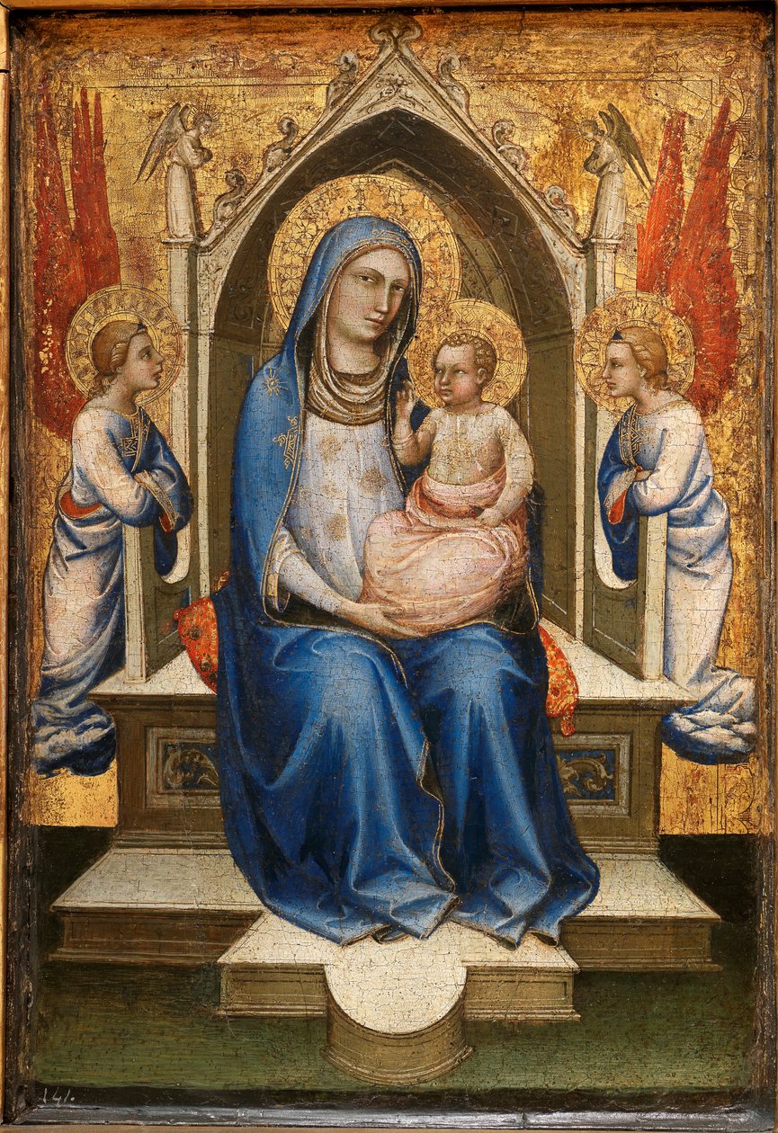 Madonna istui kahden palvovan enkelin välissä, n. 1400 (paneeli) tekijältä Lorenzo Monaco