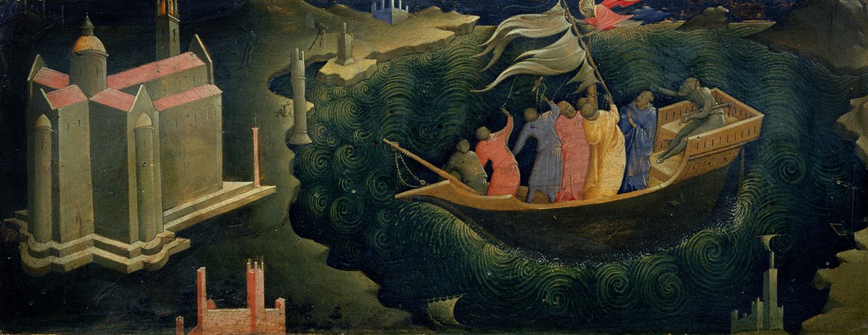 Pyhä Nikolaus Myran tyynnyttävä myrsky (tempera paneelissa) tekijältä Lorenzo Monaco