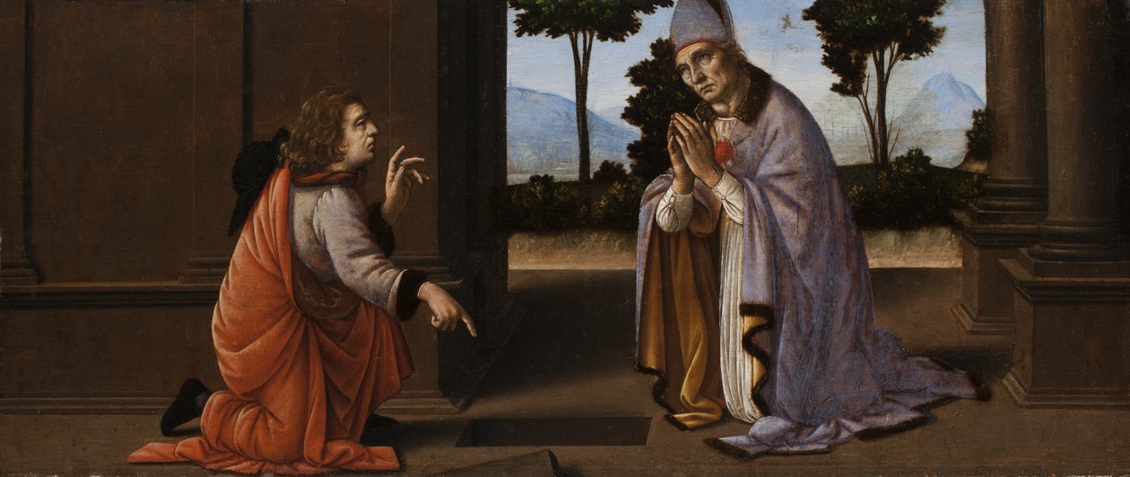 Pyhän Donaton Arezzolaisen ihme, n. 1479-1485 (tempera paneelissa) tekijältä Lorenzo di Credi