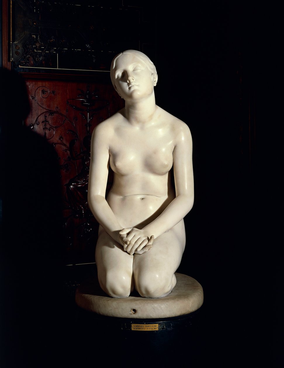 Luota Jumalaan, kirjoittanut Lorenzo Bartolini (1777-1850), marmoripatsas tekijältä Lorenzo Bartolini