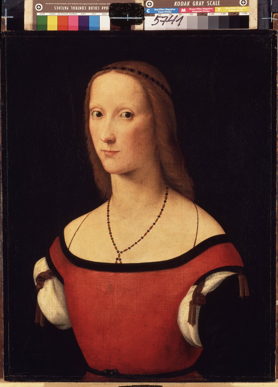 ""Naisen muotokuva"" (Naisen muotokuva) Lorenzo Costan (1460-1535) maalaus 1500-1506 Mitat 57x44 cm Eremitaaši, Pietari (Pietari) tekijältä Lorenzo Costa