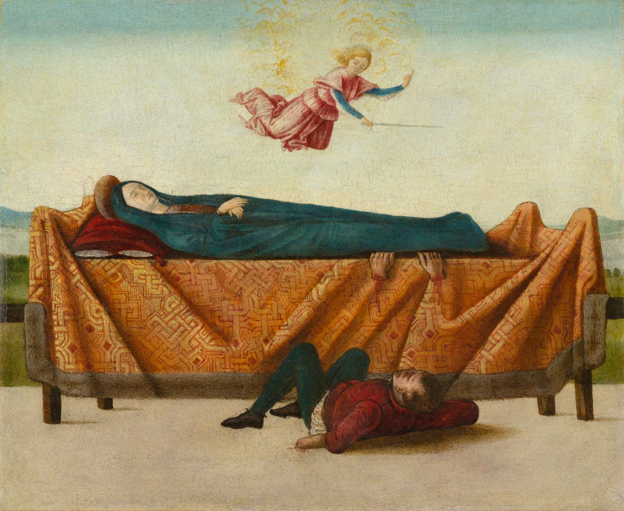 The Miracle of the Catafalque (paneeli B), noin 1500-1506 (tempera paneelissa) tekijältä Lorenzo Costa