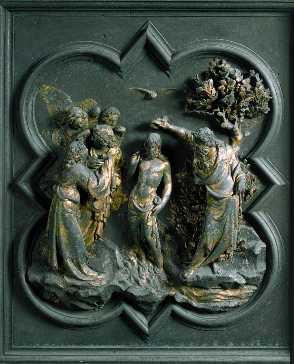 Pohjoinen portti (pohjoisessa Ristin portti), ulkoyksityiskohta: "Lorenzo Ghibertin (1378-1455) pronssiveistos. tekijältä Lorenzo Ghiberti