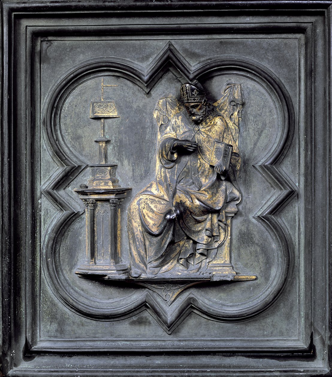 St Augustine, paneeli H San Giovannin kastekappelin pohjoisista ovista, 1403-24 (pronssi) tekijältä Lorenzo Ghiberti