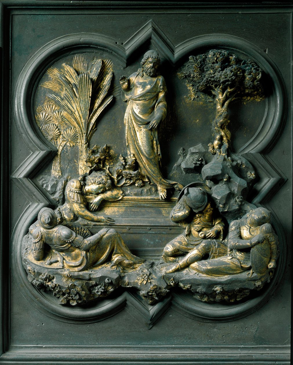 Kristuksen ylösnousemus, San Giovannin kastekappelin pohjoisten ovien yhdeksästoista paneeli tekijältä Lorenzo Ghiberti
