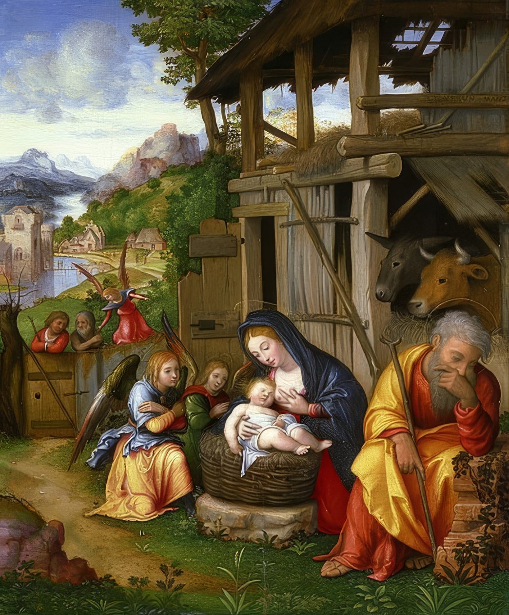 Kristuksen syntymä. Noin 1515 tekijältä Lorenzo Leonbruno