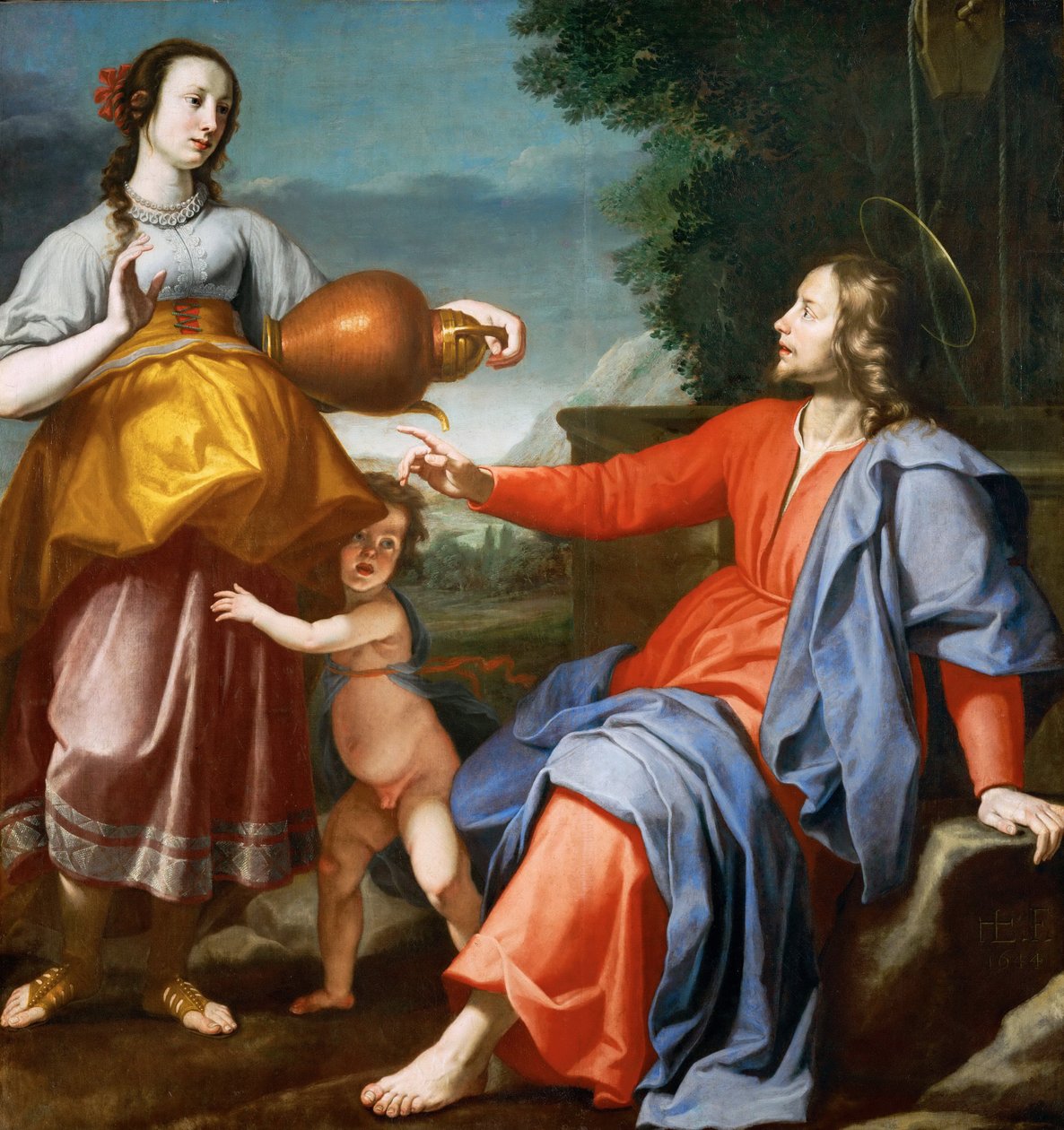 Jesus Christ et la Samaritgaine - Kristus ja samarialainen nainen - Lorenzo Lippi (1606-1665). Öljy kankaalle tekijältä Lorenzo Lippi