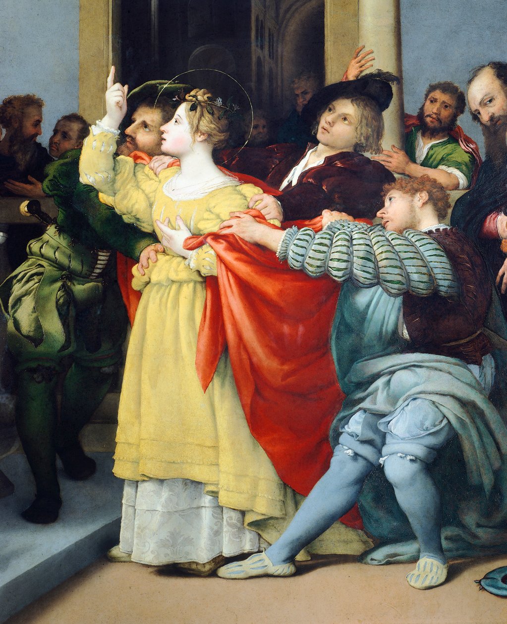 Pyhän Lucian alttaritaulu tai Saint Lucia tuomarin edessä tekijältä Lorenzo Lotto