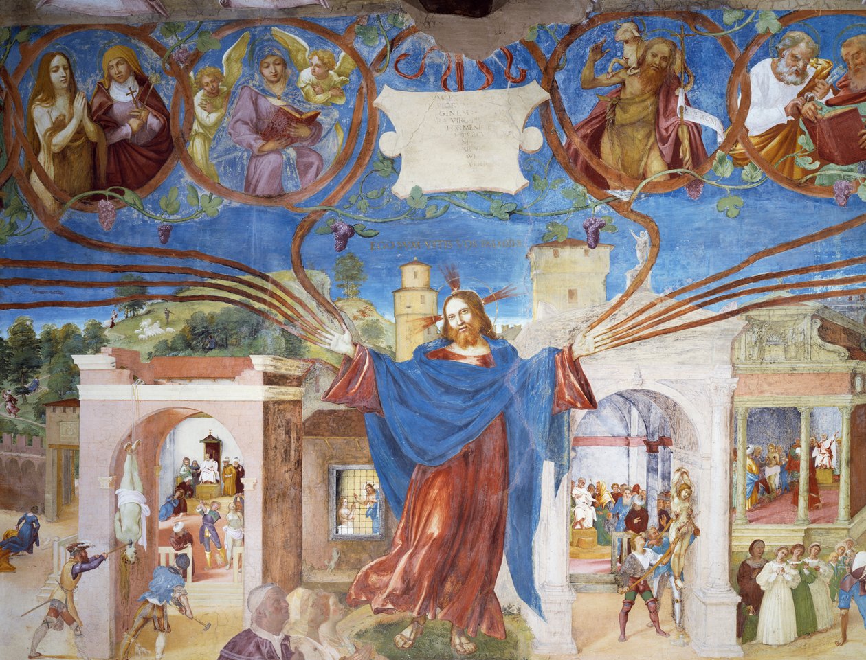Jeesus Kristus, yksityiskohta Saint Barbaran marttyyrikuolemasta, Saint Barbaran tarinoista tekijältä Lorenzo Lotto