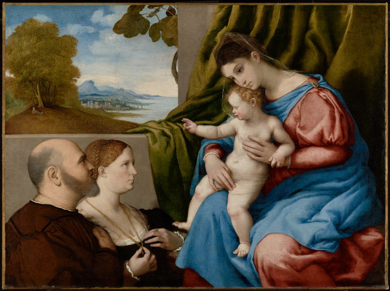 Madonna ja lapsi sekä kaksi lahjoittajaa tekijältä Lorenzo Lotto