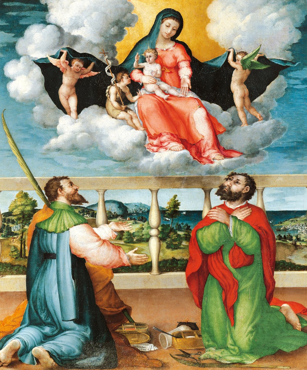 Madonna kunniassa pyhien Cosman ja Damianin kanssa palvonnassa tekijältä Lorenzo Lotto