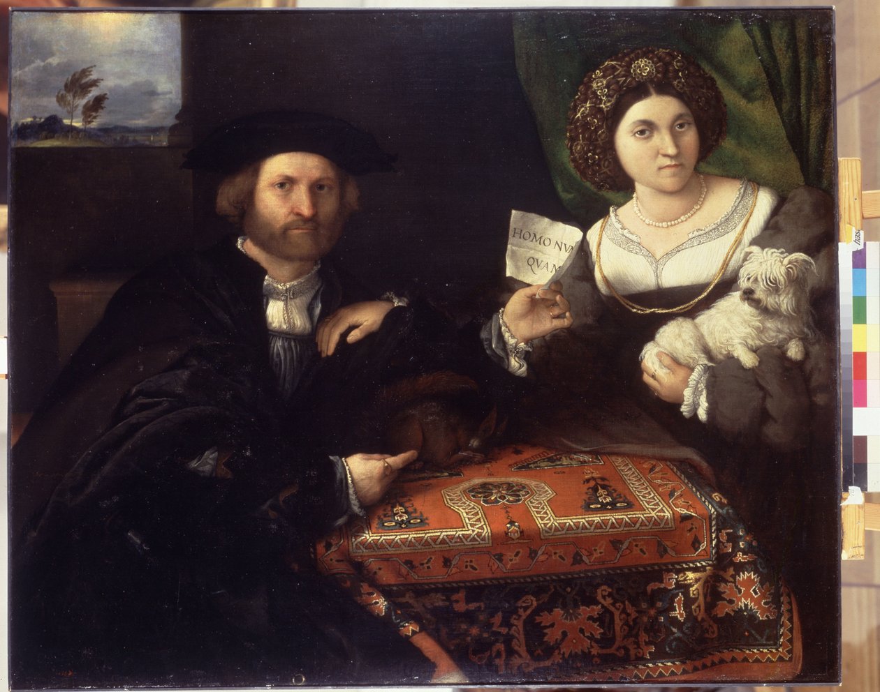 Perhekuva. Maalaus Lorenzo Lotto (1480-1556), noin 1523. Öljy kankaalle. Venetsialaista taidetta renessanssin ajalta. Eremitaaši, Pietari tekijältä Lorenzo Lotto