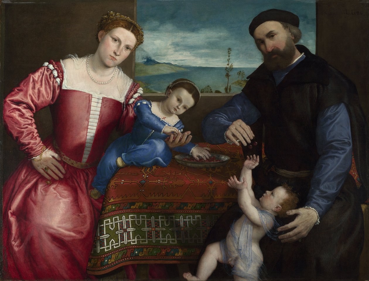 Giovanni della Voltan muotokuva vaimonsa ja lastensa kanssa tekijältä Lorenzo Lotto
