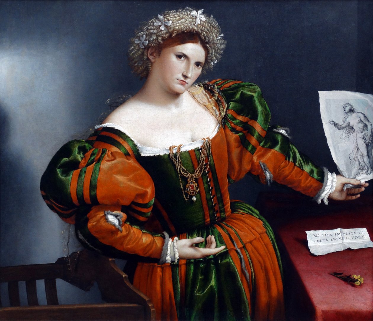 Lorenzo Lotto Lucretian inspiroima naisen muotokuva tekijältä Lorenzo Lotto
