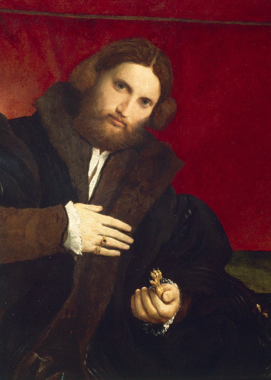 Muotokuva leijonatassuisesta herrasta, Lorenzo Lotto (1480 ca-1556), öljy kankaalle, 95,5 x 69,5 cm tekijältä Lorenzo Lotto