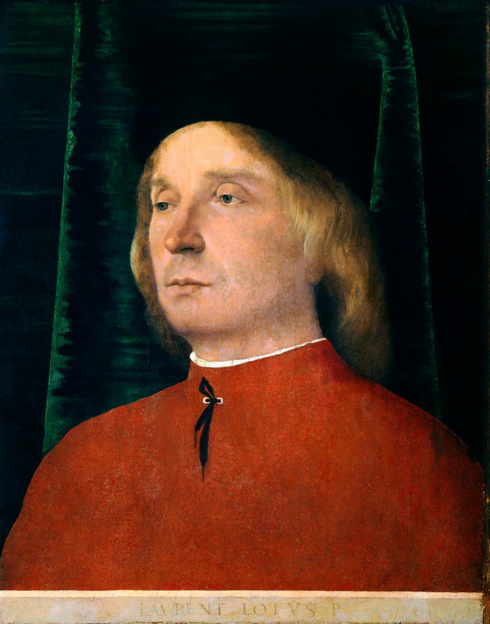 Lorenzo Lotto nuoren miehen muotokuva punaisessa puvussa (1480 noin 1556), öljytaulu, 40x32 cm tekijältä Lorenzo Lotto
