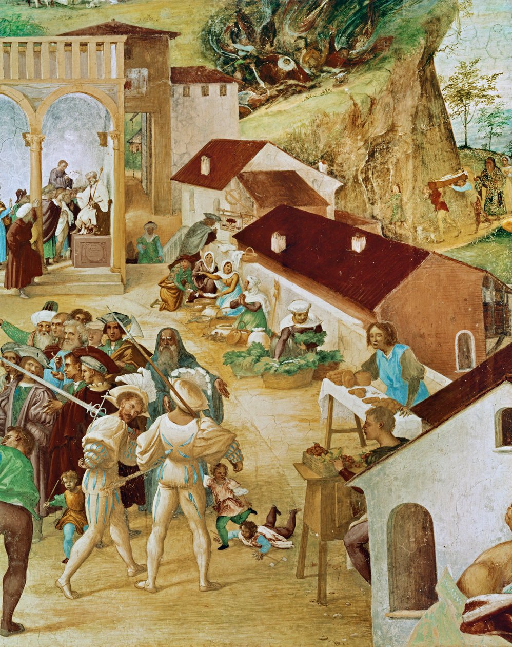 Capella Suardin oikealla puolella, Santa Barbaran kirkko ... (seinämaalaus) tekijältä Lorenzo Lotto