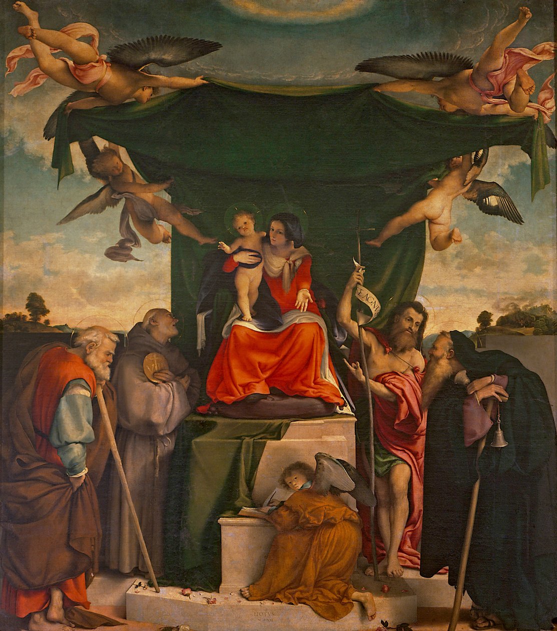 San Bernardino Alttaritaulu Lorenzo Lotto (n. 1480-1556), öljy kankaalle, 300x275 cm San Bernardino Pignolon kirkko, Bergamo tekijältä Lorenzo Lotto