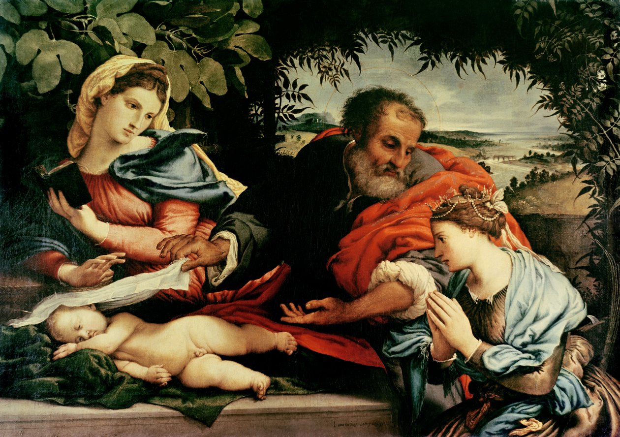 Pyhä perhe Pyhän Katariina Aleksandrialaisen kanssa, 1533 tekijältä Lorenzo Lotto