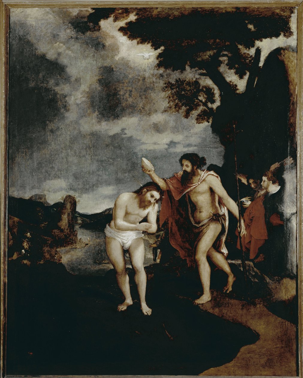 Kristuksen kaste (1551-1555, öljy kankaalle) tekijältä Lorenzo Lotto